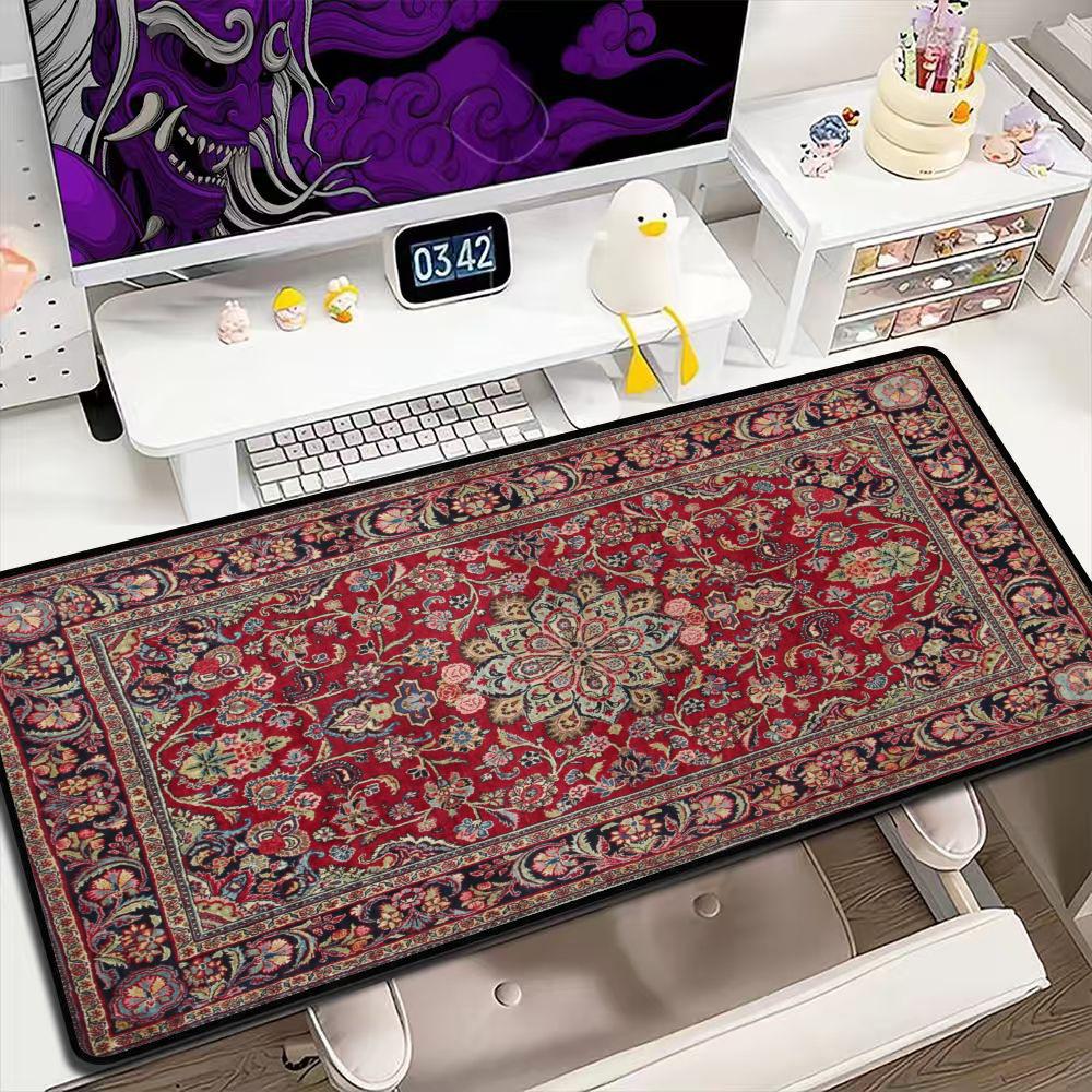 Retro Gaming Keyboard - Vintage Persian Rug Pattern Large Mouse