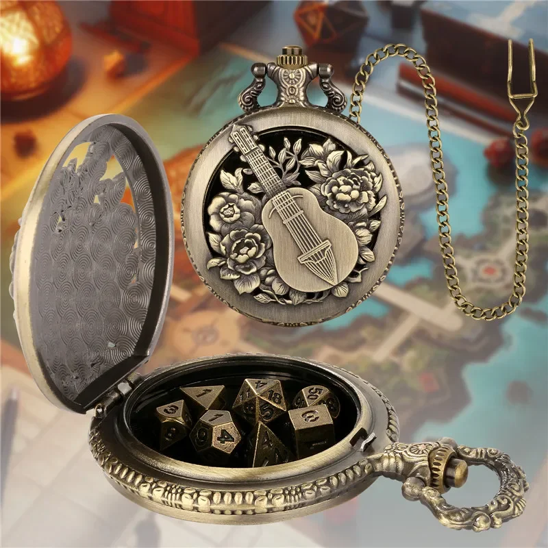 Retro Gaming Case - Retro 7 X Metal Polyhedral Dice