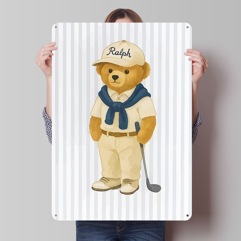 Retro Poster Gaming - Ralph Lauren Polo Bear Golfer Tinplate