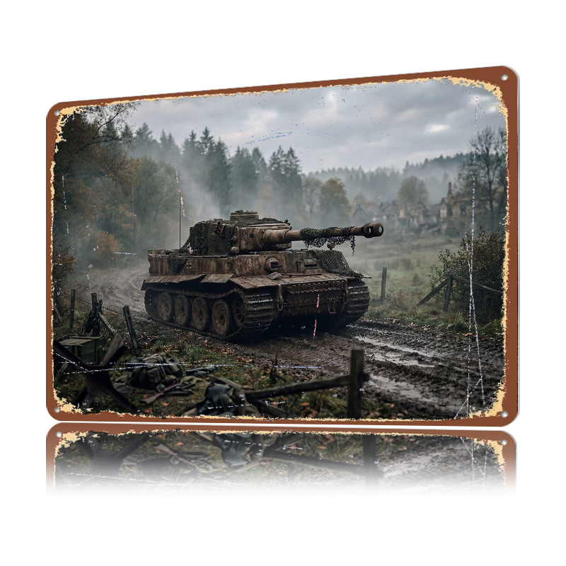 Tiger Tank in Muddy Landscape  - đánh giá và giá Retro Poster Gaming