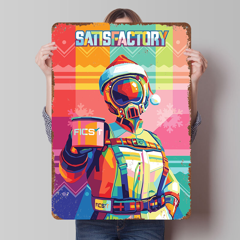Satisfactory Christmas Pop Art - đánh giá và giá Retro Poster Gaming