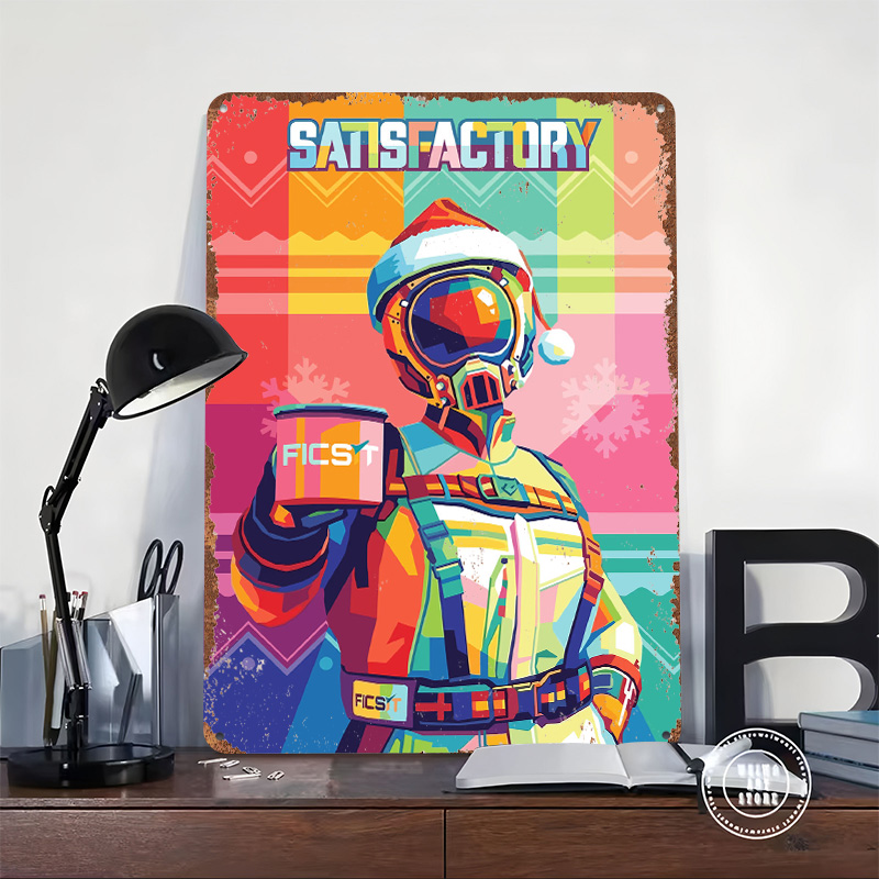 Satisfactory Christmas Pop Art - đánh giá và giá Retro Poster Gaming