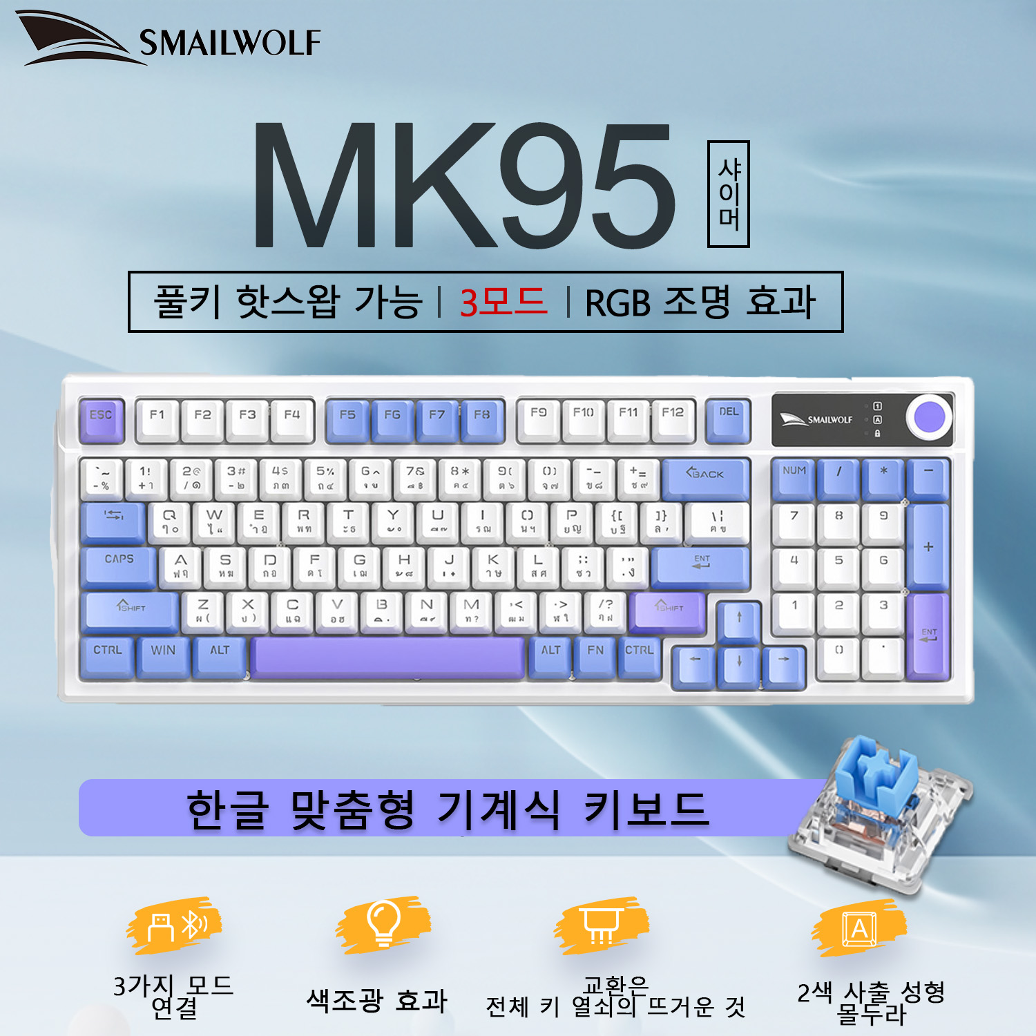 SMAILWOLF MK95 Bluetooth Wirel - đánh giá và giá Retro Gaming Keyboard