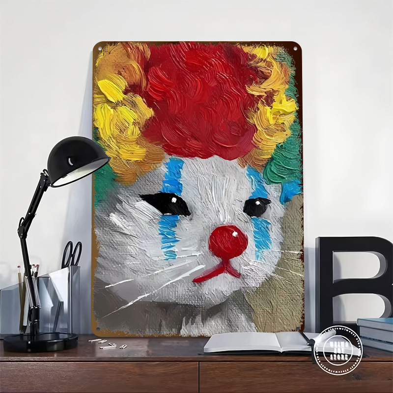 Sad Clown Cat Painting Tinplat - đánh giá và giá Retro Poster Gaming